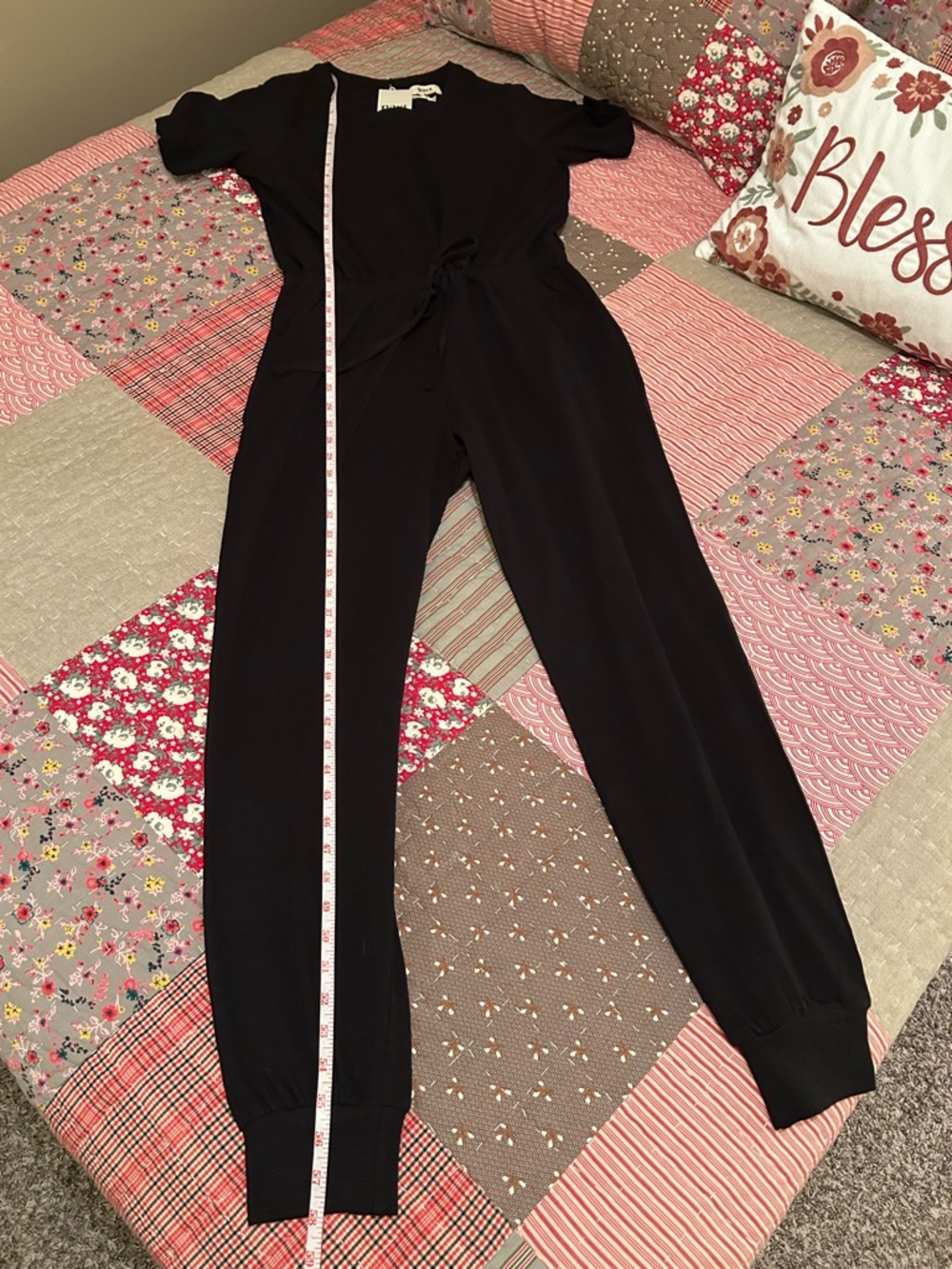 Pact Organic Cotton Classic Black Short-Sleeve jogger  Jumpsuit - Picture 8 of 10